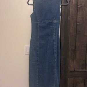 Zara Blue Denim Midi Dress